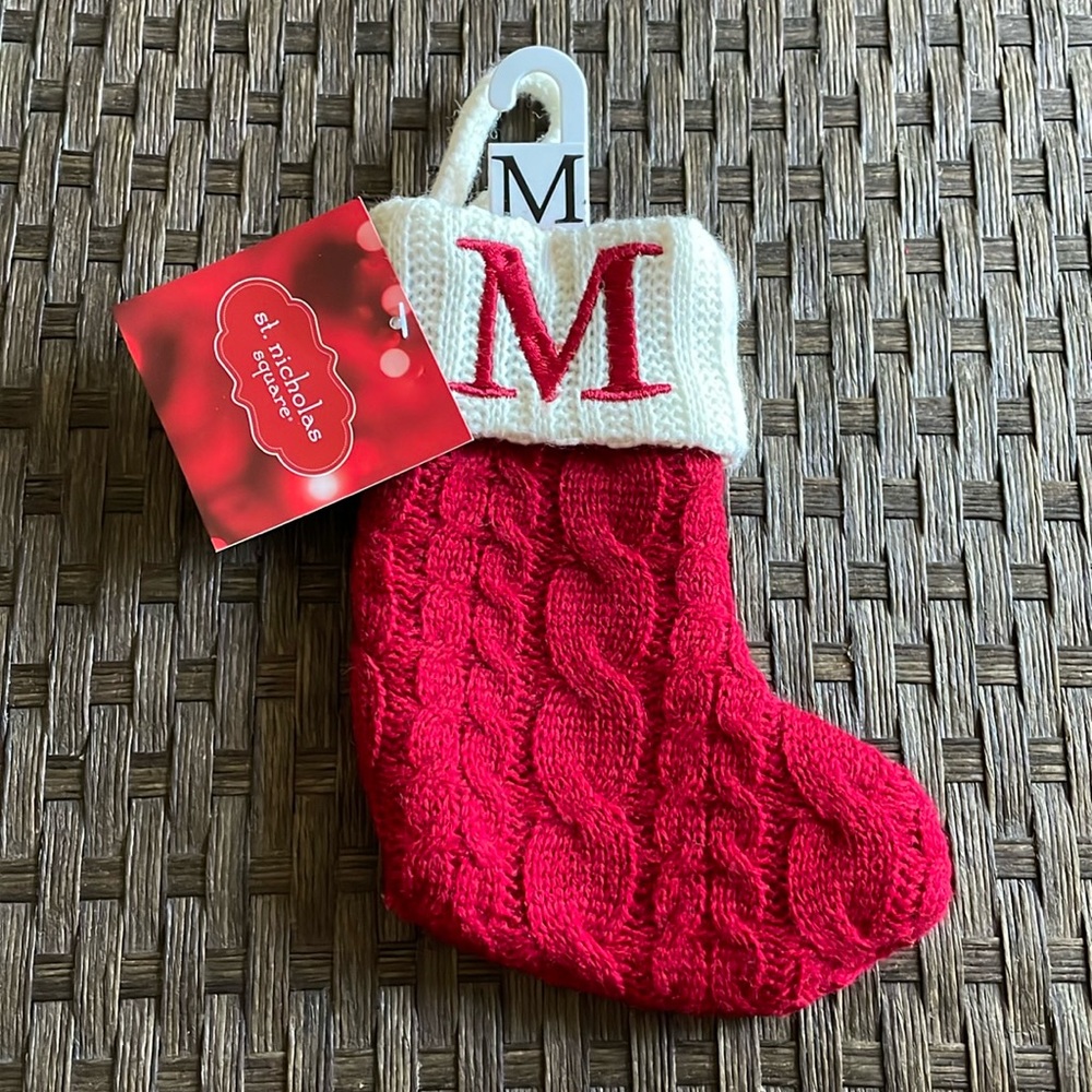 St Nicholas Square 8” Knit Monogrammed Christmas Stockings Letter M.